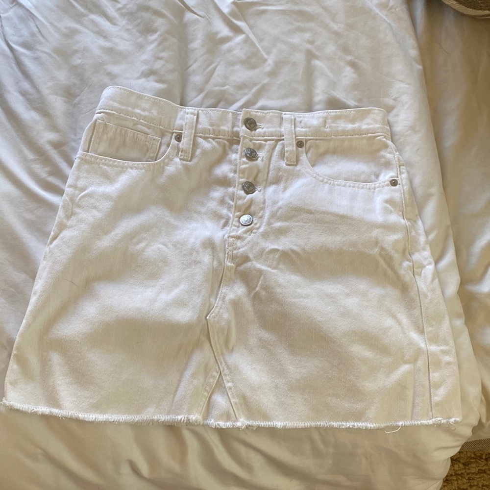 Madewell A-Line Button Front Skirt | 28 | white